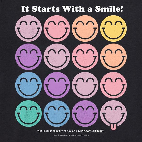 Life Is Good Women's LIG X S.W.Smiley Grid Long Sleeve Crusher Boxy Tee