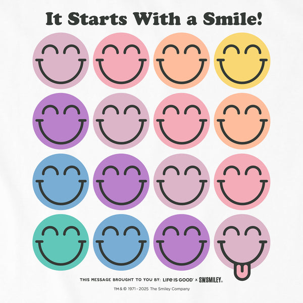 Life Is Good Women's LIG X S.W.Smiley Grid Short Sleeve Crusher Boxy Tee