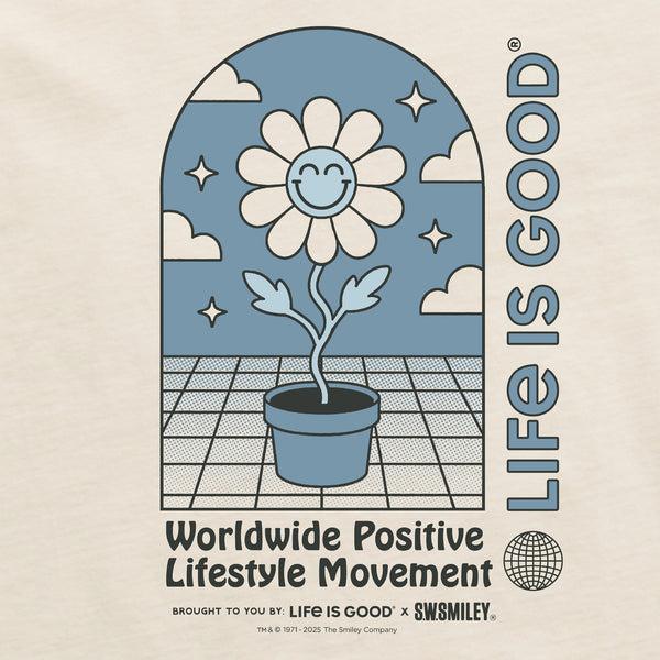 Life Is Good Women's LIG X S.W.Smiley Happy Plant Short Sleeve Crusher Boxy Tee