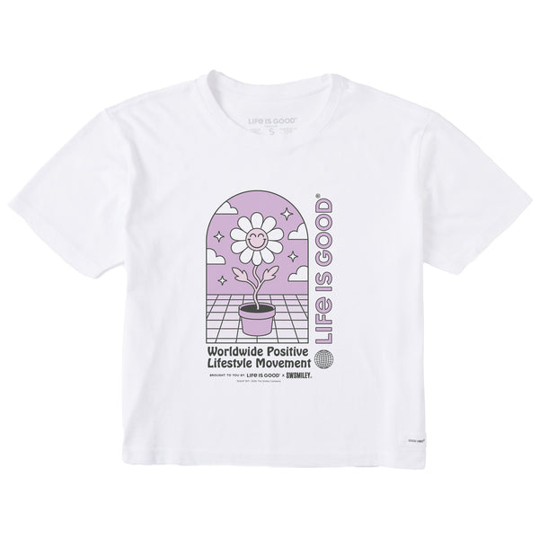 Life Is Good Women's LIG X S.W.Smiley Happy Plant Short Sleeve Crusher Boxy Tee