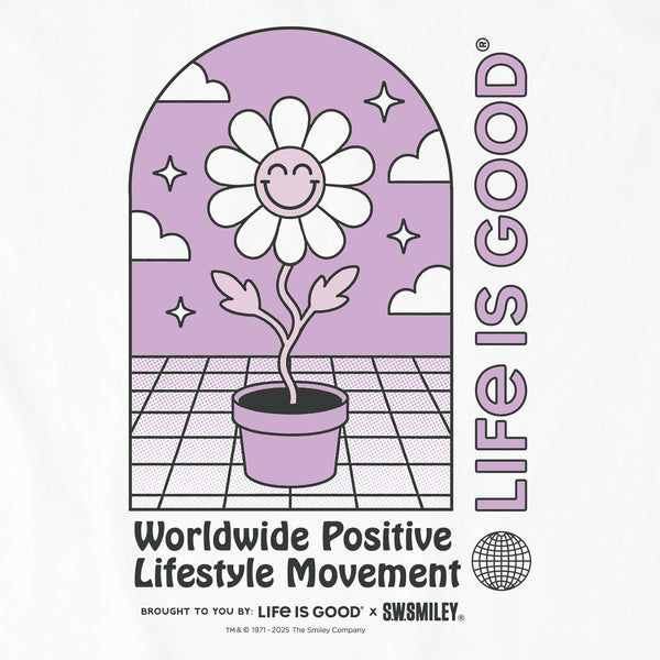 Life Is Good Women's LIG X S.W.Smiley Happy Plant Short Sleeve Crusher Boxy Tee