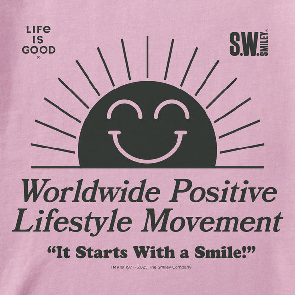 Life Is Good Women's LIG X S.W.Smiley Rising Sun Short Sleeve Crusher Boxy Tee