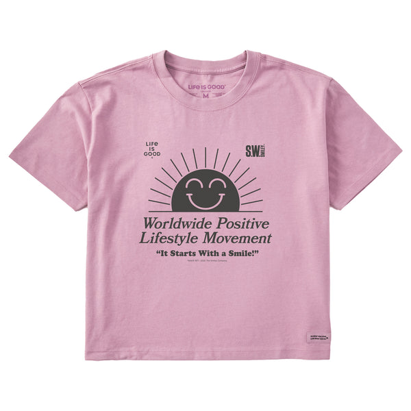 life is good Women's LIG x S.W.Smiley Rising Sun Short Sleeve Crusher Boxy Tee