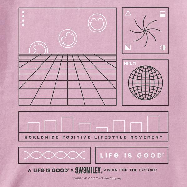 Life Is Good Women's LIG X S.W.Smiley Schematic Long Sleeve Crusher Boxy Tee