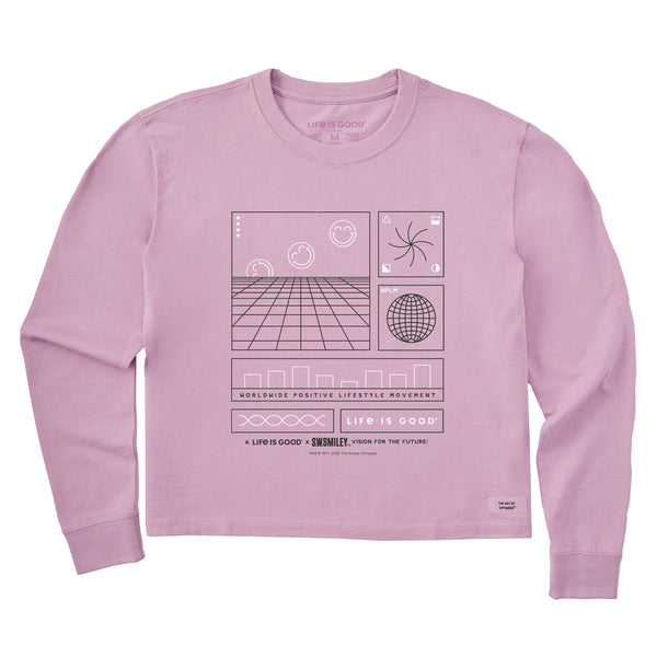 life is good Women's LIG x S.W.Smiley Schematic Long Sleeve Crusher Boxy Tee