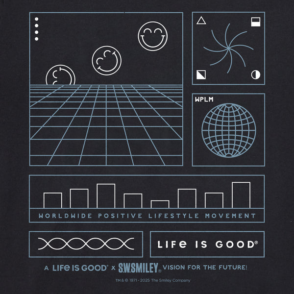 Life Is Good Women's LIG X S.W.Smiley Schematic Short Sleeve Crusher Boxy Tee
