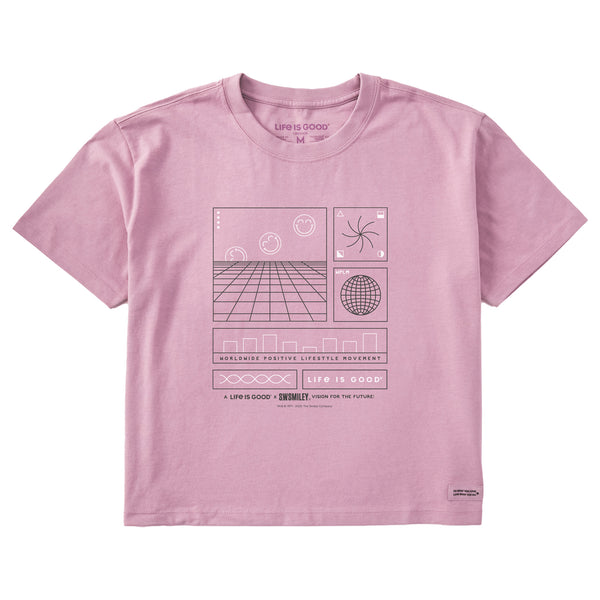 life is good Women's LIG x S.W.Smiley Schematic Short Sleeve Crusher Boxy Tee