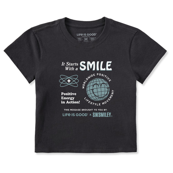 life is good Women's LIG x S.W.Smiley Starts with a Smile Crusher-LITE Shrunken Tee