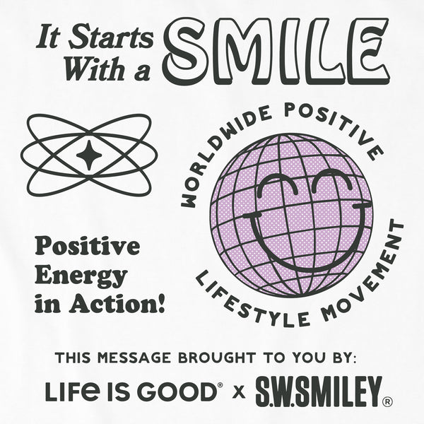 Life Is Good Women's LIG X S.W.Smiley Starts With A Smile Short Sleeve Crusher Tee