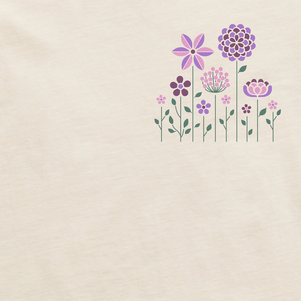 Life Is Good Women's Linear Flower Garden Short Sleeve Crusher Vee