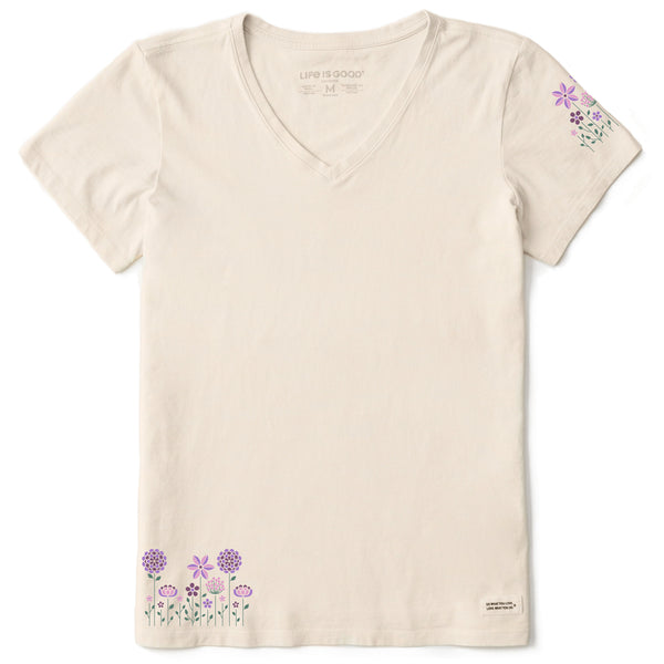 life is good Women's Linear Flower Garden Short Sleeve Crusher Vee