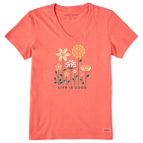 Life Is Good Women's Linear Garden Short Sleeve Vee