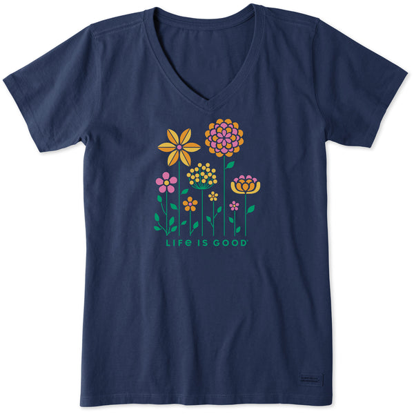 life is good Women's Linear Garden Short Sleeve Vee