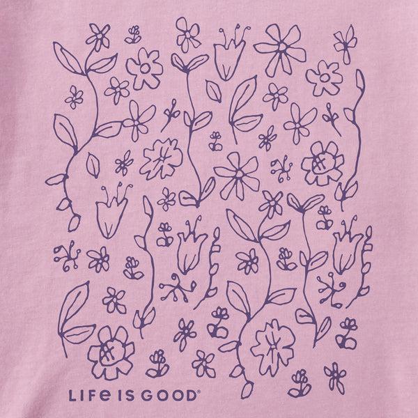 Life Is Good Women's Loose Flower Field Short Sleeve Crusher Tee