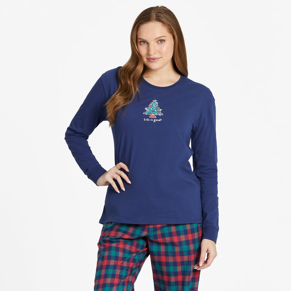 life is good Women's Love Christmas Long Sleeve Snuggle Up Relaxed Sleep Tee