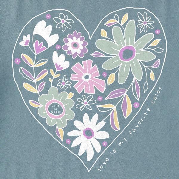 Life Is Good Women's Love Flower Heart Long Sleeve Crusher-LITE Hooded Tee