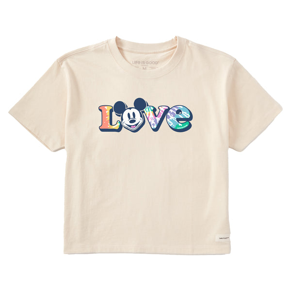 Life Is Good Women's Love Tie Dye Willie Short Sleeve Crusher Boxy Tee