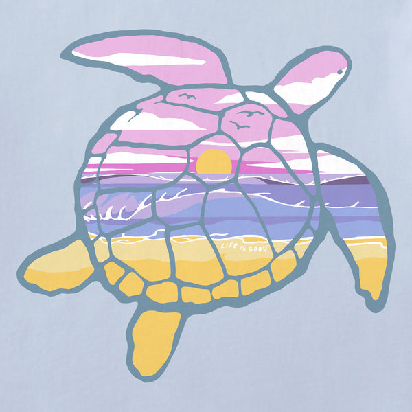 Life Is Good Women's Macro Micro Sea Turtle Oceanscape Short Sleeve Crusher-LITE Vee