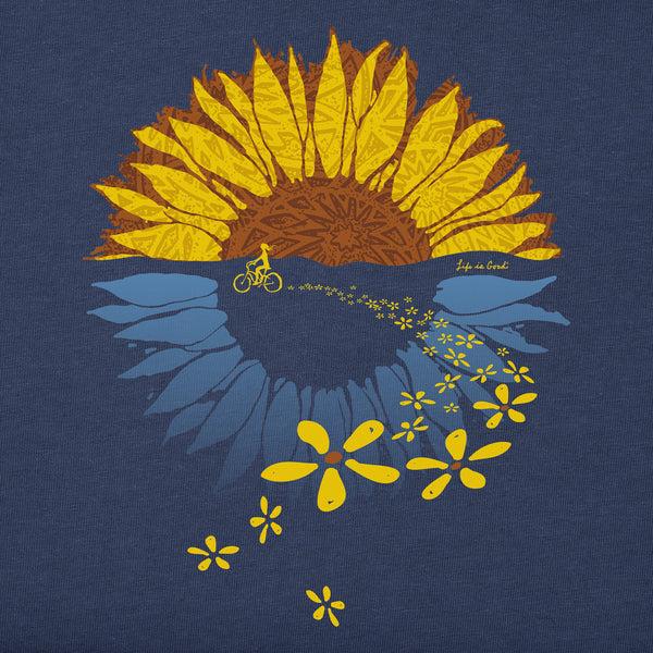 Life Is Good Women's Macro-Micro Sunflower Bike Ride Short Sleeve Tee