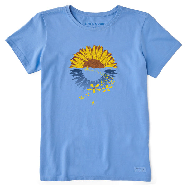 Life Is Good Women's Macro-Micro Sunflower Bike Ride Short Sleeve Tee
