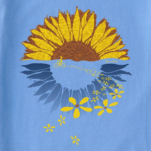Life Is Good Women's Macro-Micro Sunflower Bike Ride Short Sleeve Tee