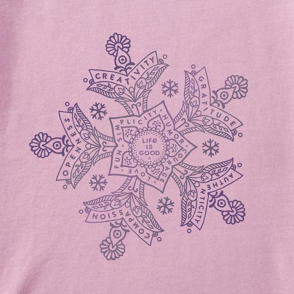 Life Is Good Women's Mandala Snowflake Long Sleeve Crusher Tee