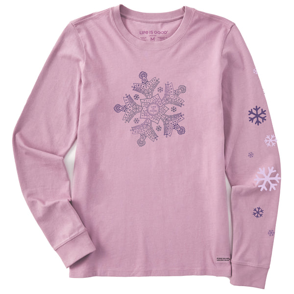 life is good Women's Mandala Snowflake Long Sleeve Crusher Tee