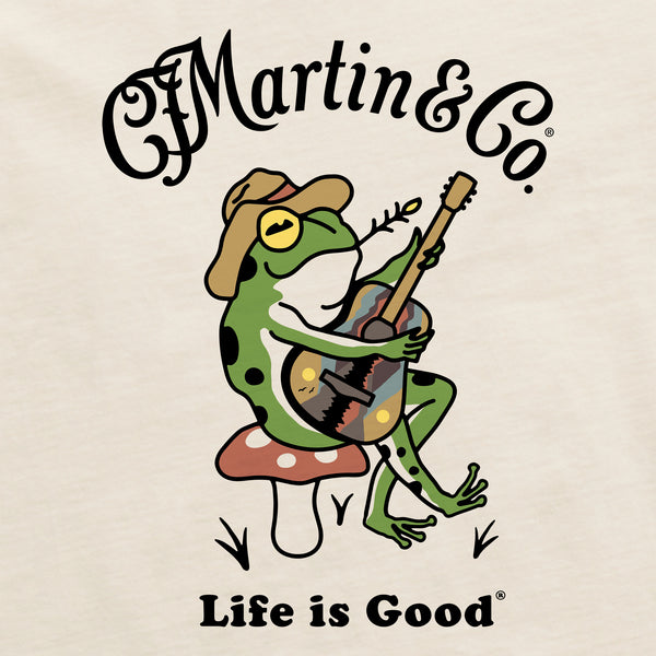 Life Is Good Women's Martin U0026 Co. Frog Guitar Short Sleeve Crusher Boxy Tee
