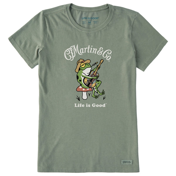 Life Is Good Women's Martin U0026 Co. Frog Guitar Short Sleeve Crusher Tee