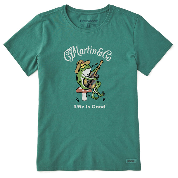 life is good Women's Martin u0026 Co. Frog Guitar Short Sleeve Crusher Tee
