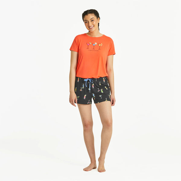 Life Is Good Women's Martini And Cocktail Pattern Lightweight Sleep Short
