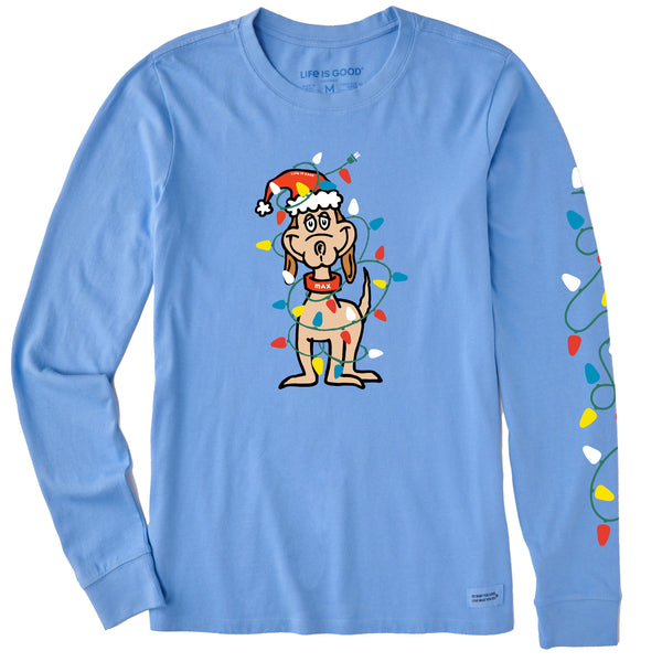 Life Is Good Women's Max Merry Woofmas Long Sleeve Crusher Tee