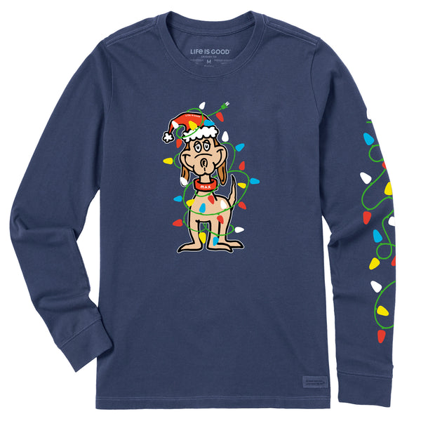 life is good Women's Max Merry Woofmas Long Sleeve Crusher Tee