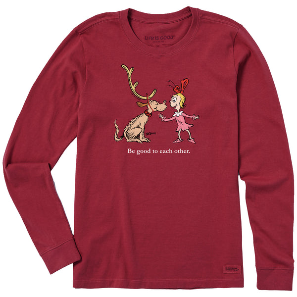 life is good Women's Max u0026 Cindy Be Good Long Sleeve Crusher Tee
