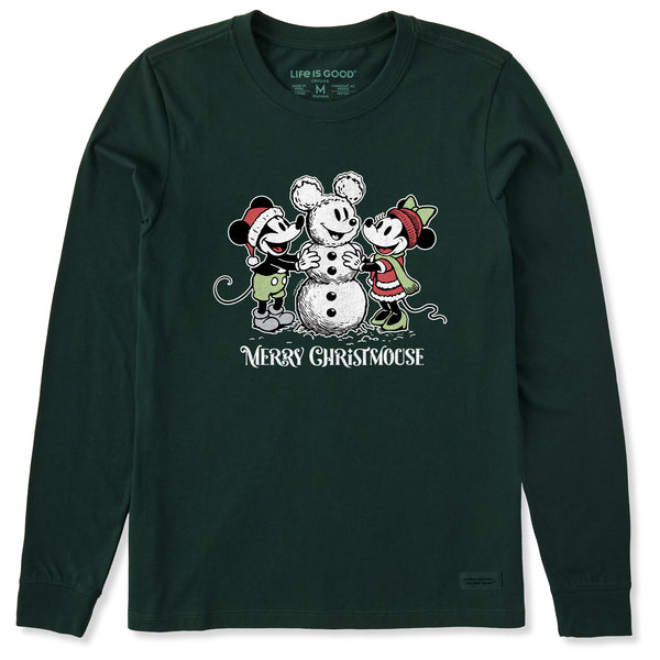 Life Is Good Women's Merry Christmouse Long Sleeve Crusher Tee