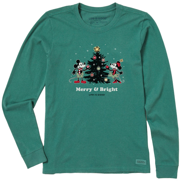 Life Is Good Women's Merry U0026 Bright Willie Xmas Tree Long Sleeve Crusher Tee