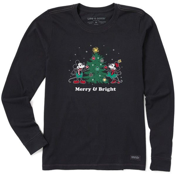life is good Women's Merry u0026 Bright Willie Xmas Tree Long Sleeve Crusher Tee