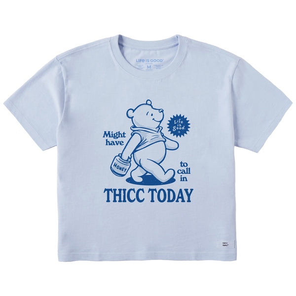 Life Is Good Women's Might Have To Call In Thicc Pooh Short Sleeve Crusher Boxy Tee