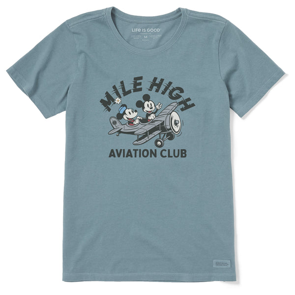 life is good Women's Mile High Aviation Club Short Sleeve Crusher Tee