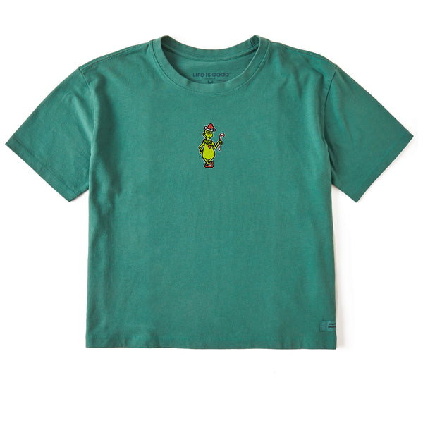 Life Is Good Women's Mini Grinch Short Sleeve Crusher Boxy Tee