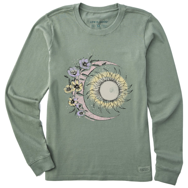 Life Is Good Women's Moon Flower Long Sleeve Crusher Tee