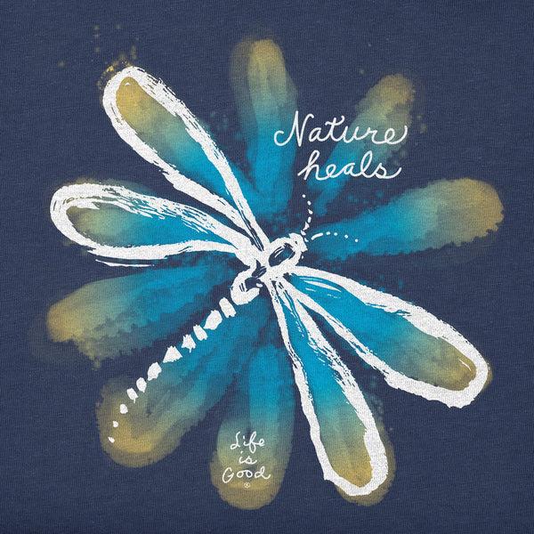 Life Is Good Women's Nature Heals Dragonfly Short Sleeve Vee