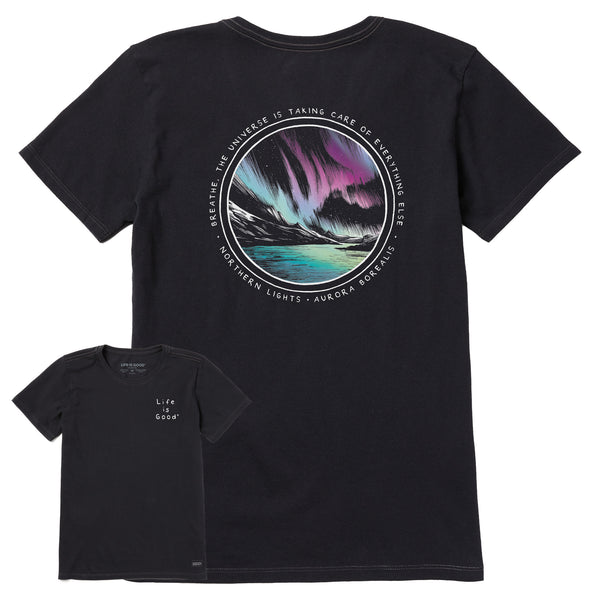 life is good Women's Northern Lights Aurora Borealis Short Sleeve Tee