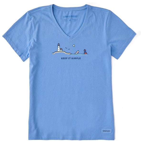 life is good Women's Ocean Vista Keep It Simple Short Sleeve Vee