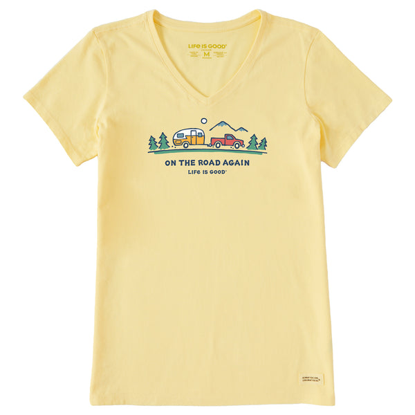 life is good Women's On The Road Again Trailer Short Sleeve Vee