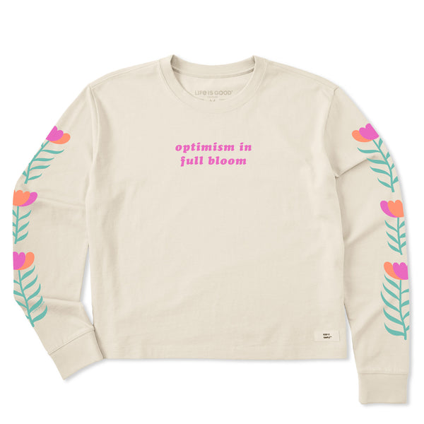 life is good Women's Optimism in Bloom Tulips Long Sleeve Crusher Boxy Tee