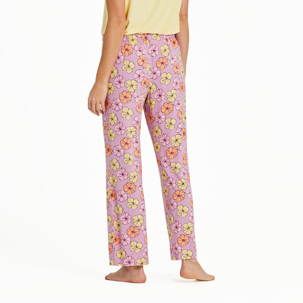 Life Is Good Women's Painted Hibiscus Pattern Lightweight Sleep Pant