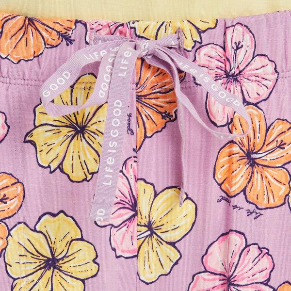 Life Is Good Women's Painted Hibiscus Pattern Lightweight Sleep Pant