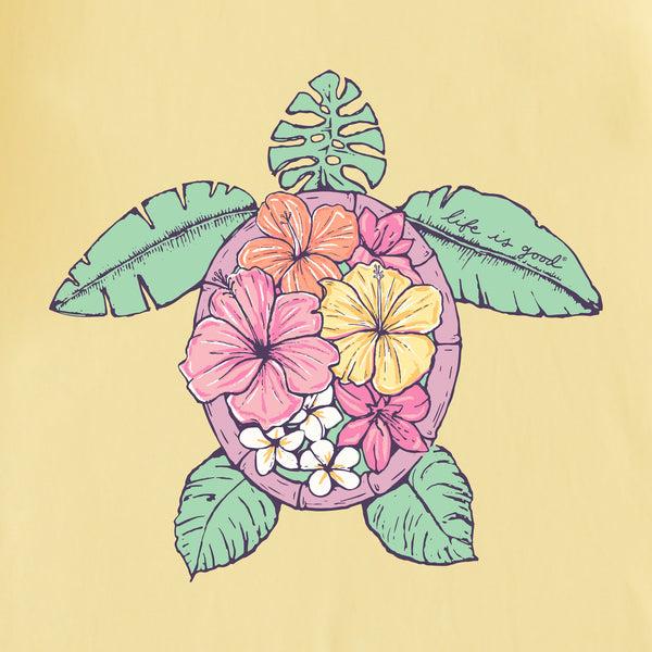 Life Is Good Women's Painted Hibiscus Turtle Lightweight Sleep Tee
