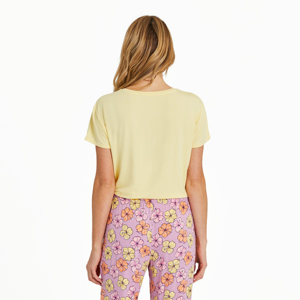 Life Is Good Women's Painted Hibiscus Turtle Lightweight Sleep Tee